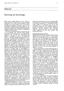 Editorial Knowing the knowledge