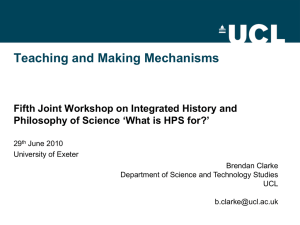 Teaching and Making Mechanisms Fifth Joint Workshop on Integrated History and