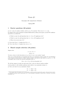 Exam #1 1 Starter questions (20 points) Economics 435: Quantitative Methods