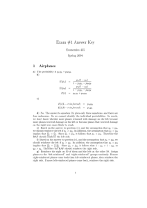 Exam #1 Answer Key 1 Airplanes Economics 435