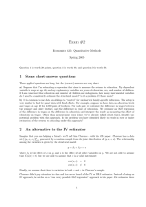 Exam #2 1 Some short-answer questions Economics 435: Quantitative Methods