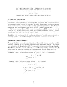 1: Probability and Distribution Basics Random Variables