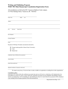Writing and Publishing Program WRIT 903 Mini-Manuscript Consultation Registration Form
