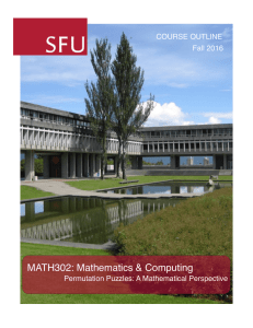 MATH302: Mathematics &amp; Computing COURSE OUTLINE Fall 2016