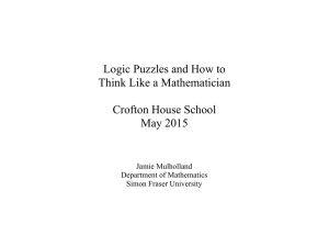 Logic Puzzles and How to Think Like a Mathematician Crofton House School