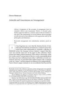 Aristotle and Anaximenes on Arrangement David Mirhady