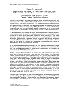 KinesPhonetics®: Experiential Anatomy of Phonemes for the Actor