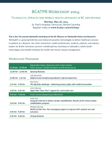 BCATPR Workshop 2014: Monday, May 26, 2014