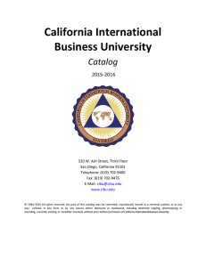 California International Business University Catalog 2015-2016