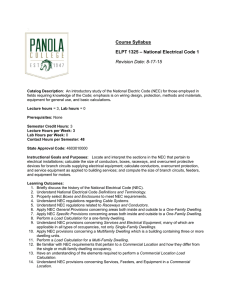 Course Syllabus – National Electrical Code 1 ELPT 1325