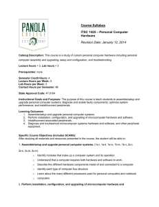 Course Syllabus ITSC 1425 – Personal Computer Hardware Revision Date: January 12, 2014