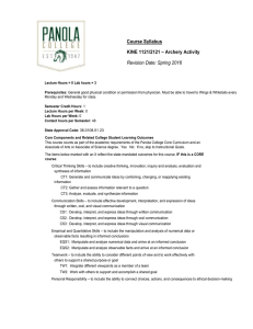 Course Syllabus – Archery Activity KINE 1121/2121 Revision Date: Spring 2016