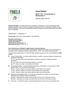 Course Syllabus MATH 1351 - Fundamentals of Mathematics II Revision Date: 8/21/15