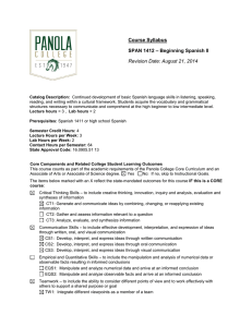Course Syllabus – Beginning Spanish II SPAN 1412 Revision Date: August 21, 2014