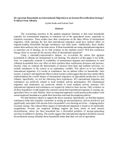 Do Agrarian Households use International Migration as an Income Diversification... Evidence from Albania.