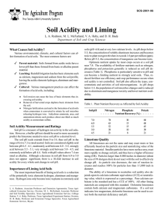 The Agriculture Program Soil Acidity and Liming What Causes Soil Acidity?