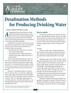 A Desalination Methods for Producing Drinking Water Source waters