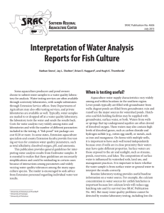 Interpretation of Water Analysis Reports for Fish Culture S r