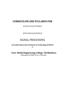 SIGNAL PROCESSING  CURRICULUM AND SYLLABUS FOR Govt. Model Engineering College, Thrikkakara