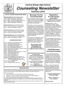 Counseling Newsletter Central Kitsap High School February 2016 Registration