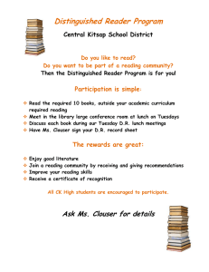 Distinguished Reader Program  Central Kitsap School District Participation is simple