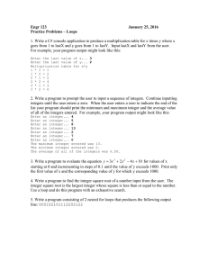 Engr 123 January 25, 2016 Practice Problems – Loops