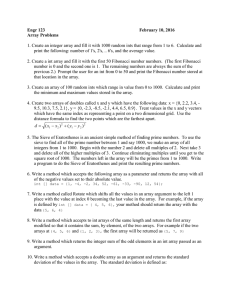 Engr 123 February 10, 2016 Array Problems