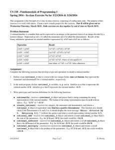 CS 210 ­ Fundamentals of Programming I  Spring 2016 ­ In­class Exercise 9a for 3/23/2016 &amp; 3/24/2016