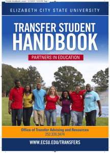 HANDBOOK TRANSFER STUDENT WWW.ECSU.EDU/TRANSFERS PARTNERS IN EDUCATION