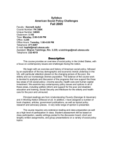 Fall 2005 Syllabus American Social Policy Challenges