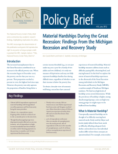 Policy Brief Material Hardships During the Great Recession: Findings From the Michigan