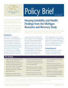 Policy Brief Housing Instability and Health: Findings from the Michigan