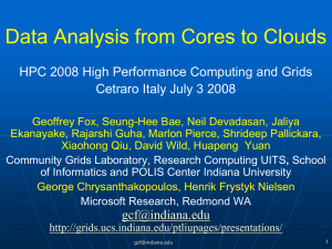 Data Analysis from Cores to Clouds Cetraro Italy July 3 2008