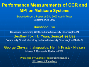 Performance Measurements of CCR and MPI on Multicore Systems Xiaohong Qiu