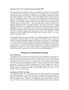 Summary of CGL Lab Activities January-December 2008