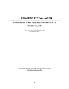 DRYADLINQ CTP EVALUATION Performance of Key Features and Interfaces in DryadLINQ CTP