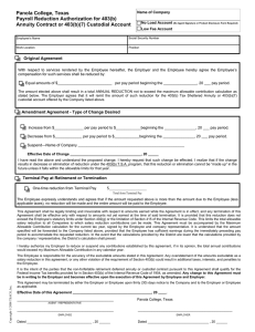 Panola College, Texas Payroll Reduction Authorization for 403(b)