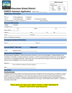 Riverview School District  COACH Volunteer Application