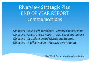 Riverview Strategic Plan END OF YEAR REPORT Communications
