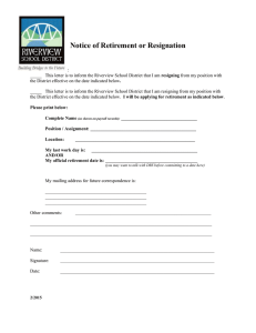 Notice of Retirement or Resignation