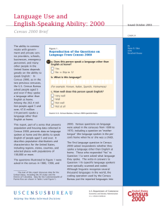 Language Use and English-Speaking Ability: 2000 Census 2000 Brief