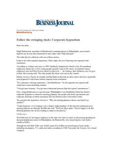 Follow the swinging clock: Corporate hypnotism