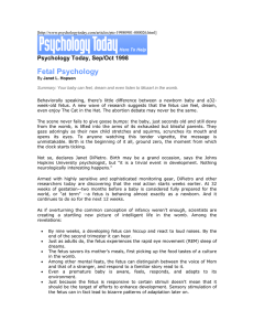 Fetal Psychology Psychology Today, Sep/Oct 1998