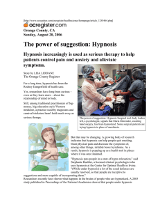 The power of suggestion: Hypnosis