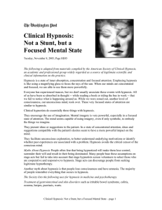 Clinical Hypnosis: Not a Stunt, but a Focused Mental State