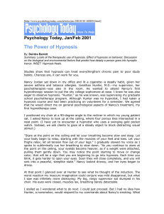 The Power of Hypnosis Psychology Today, Jan/Feb 2001
