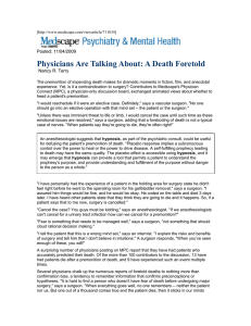 Physicians Are Talking About: A Death Foretold Posted: 11/04/2009 Nancy R. Terry