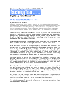 Mind/body medicine--at last  Psychology Today, Mar/Apr 1993
