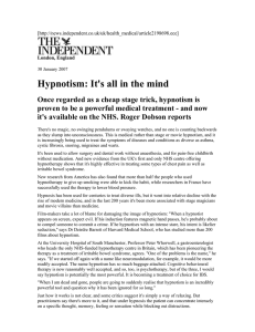 Hypnotism: It's all in the mind