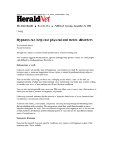 Hypnosis can help ease physical and mental disorders Living  The Daily Herald